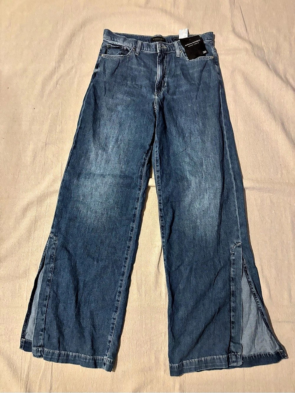 Banana Republic High-Rise Wide Leg Split Hem Jeans Small Blue